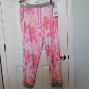 PILLOW TALK PINK TIE DYE DRAWSTRING WAIST PAJAMA PANTS- JOGGER STYLE - NWT